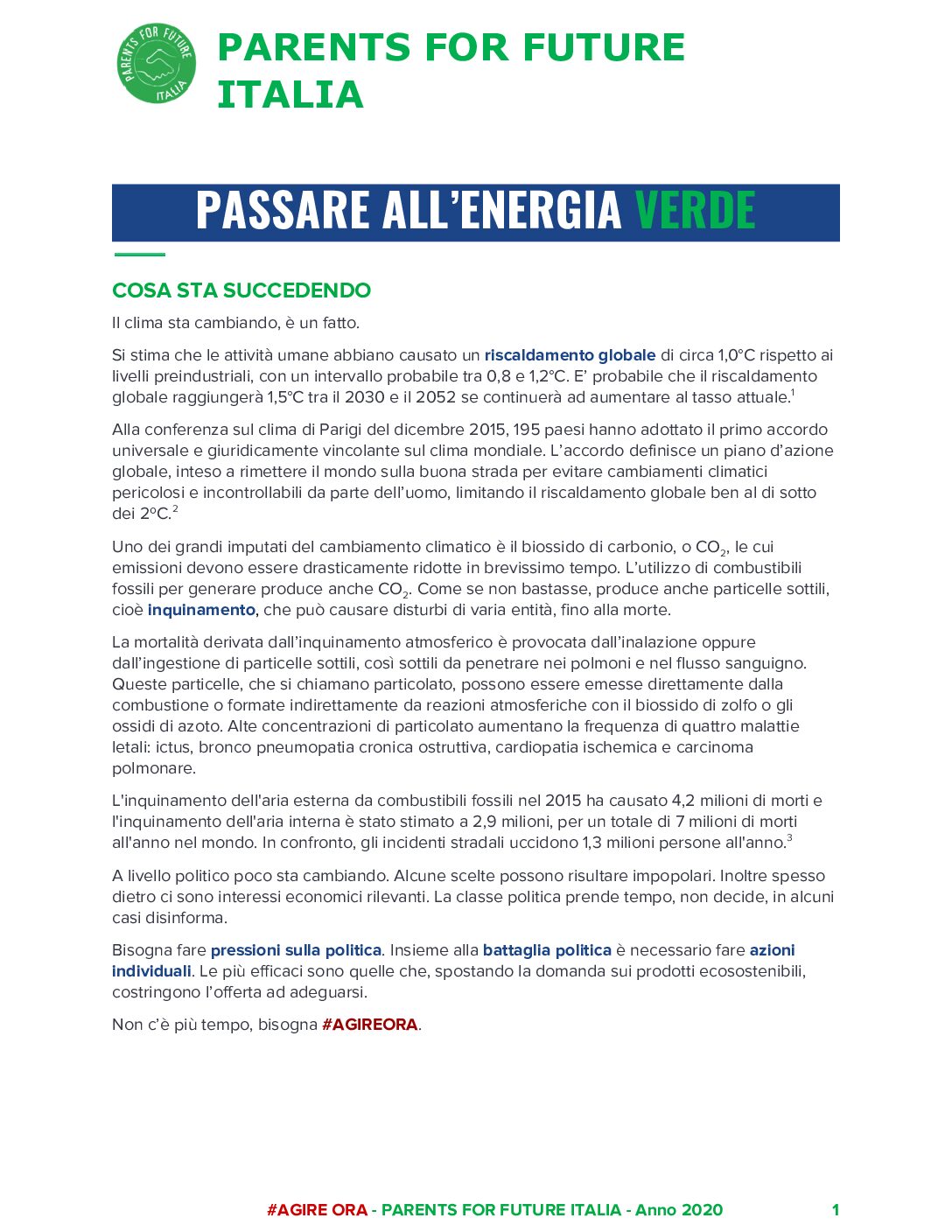 Passare all'energia verde